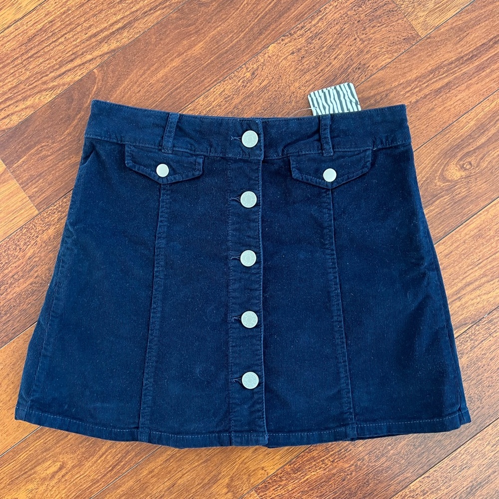 Urban Outfitters BDG Navy Corduroy Button-Front Mini Skirt - Size 6